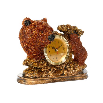 Часы настольные &quot;Медведи&quot; из Янтаря и полистоуна купить