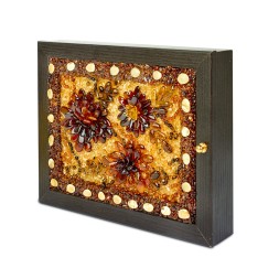 Ключница настенная &quot;Цветы&quot; Янтарь/дерево
