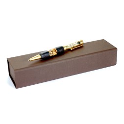 Ручка Премиум&quot;Песочные часы&quot; Янтарь/мореный дуб, мат. золото