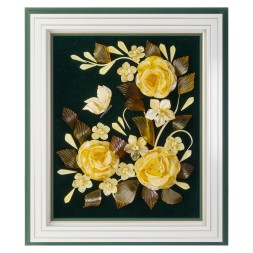 Панно &quot;Бархат8&quot; из Янтаря и зеленого бархата