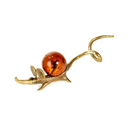 Фигурка &quot;Мышка-штопор&quot; Латунь с Янтарем купить